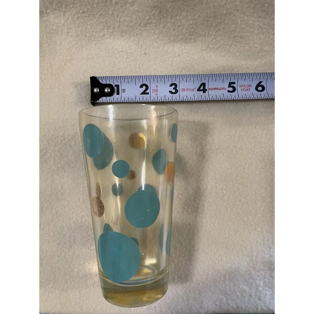 MCM Turquoise Blue & Gold Dot Glass Retro Vintage 5 1/4